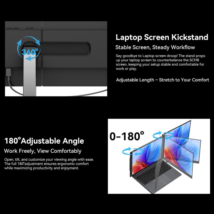 [HK Warehouse] Blackview SCM8 15.3 inch Portable Laptop Ultra-thin LCD Monitor Screen Extender with Stand - Grey