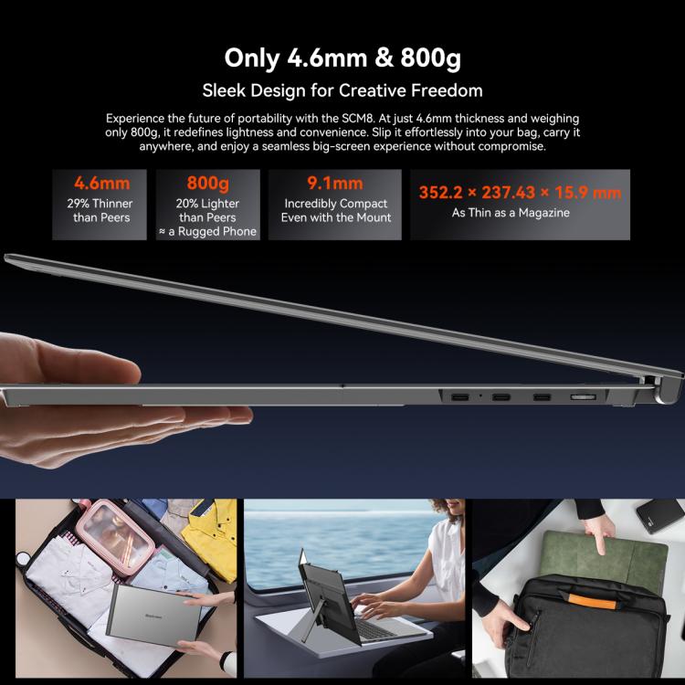[HK Warehouse] Blackview SCM8 15.3 inch Portable Laptop Ultra-thin LCD Monitor Screen Extender with Stand - Grey