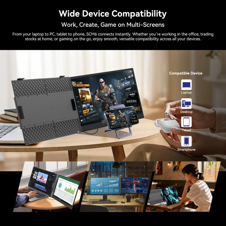 [HK Warehouse] Blackview SCM8 15.3 inch Portable Laptop Ultra-thin LCD Monitor Screen Extender with Stand - Grey