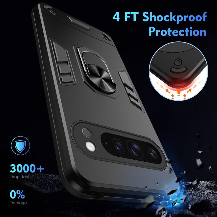 For Google Pixel 9 Pro XL Shockproof Metal Ring Holder Phone Case