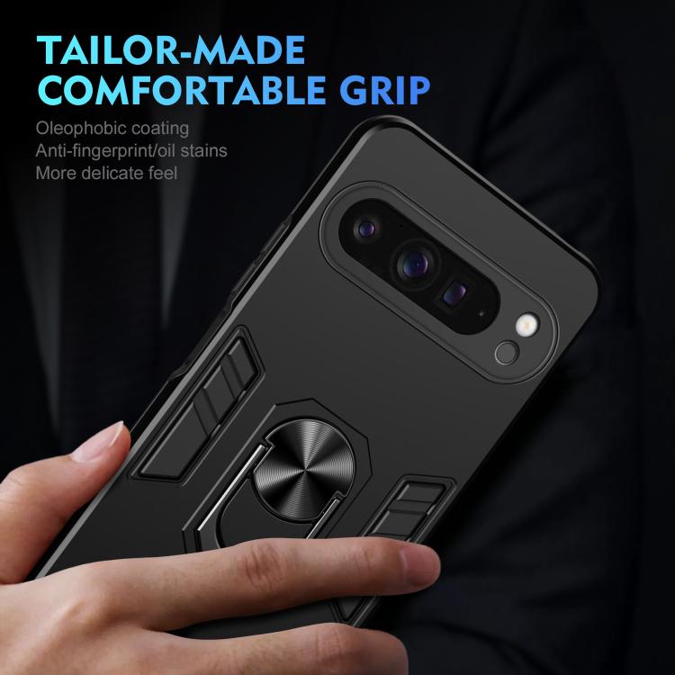 For Google Pixel 9 Pro XL Shockproof Metal Ring Holder Phone Case