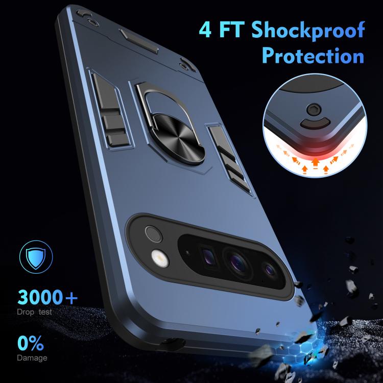 For Google Pixel 9 Pro XL Shockproof Metal Ring Holder Phone Case