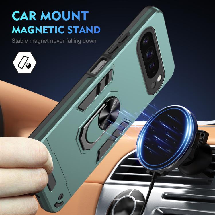 For Google Pixel 9 Pro XL Shockproof Metal Ring Holder Phone Case