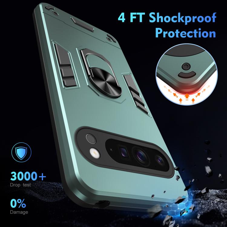 For Google Pixel 9 Pro XL Shockproof Metal Ring Holder Phone Case