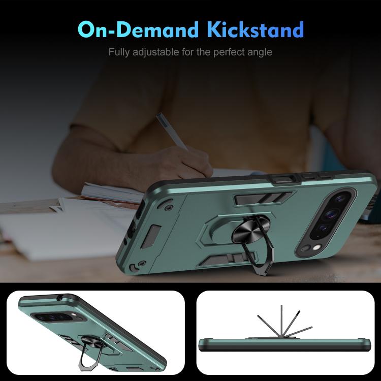 For Google Pixel 9 Pro XL Shockproof Metal Ring Holder Phone Case