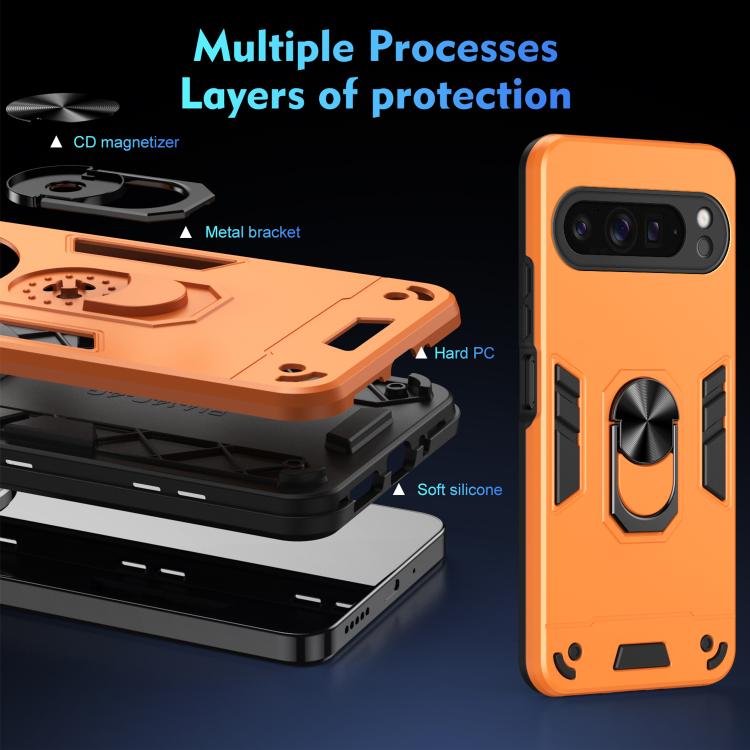 For Google Pixel 9 Pro XL Shockproof Metal Ring Holder Phone Case