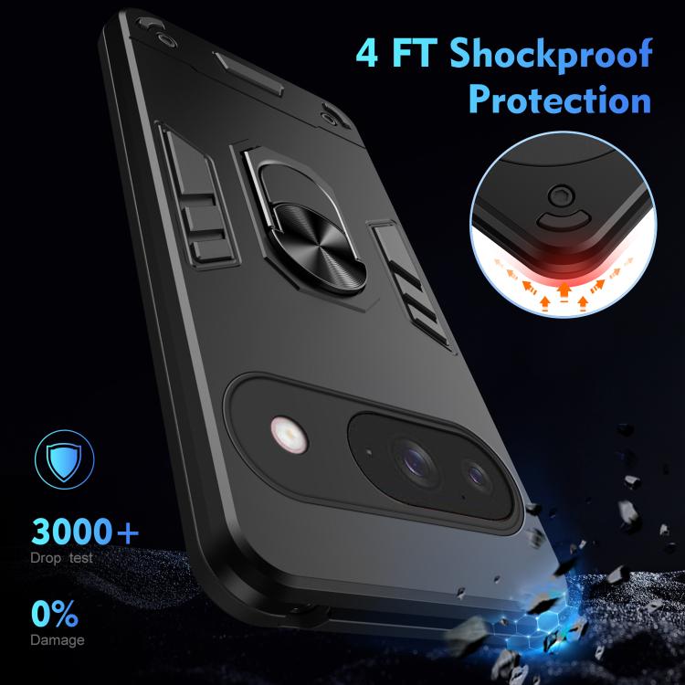 For Google Pixel 9 Pro / 9 Shockproof Metal Ring Holder Phone Case