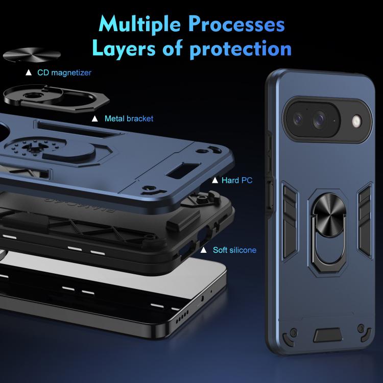For Google Pixel 9 Pro / 9 Shockproof Metal Ring Holder Phone Case