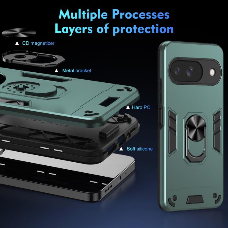 For Google Pixel 9 Pro / 9 Shockproof Metal Ring Holder Phone Case