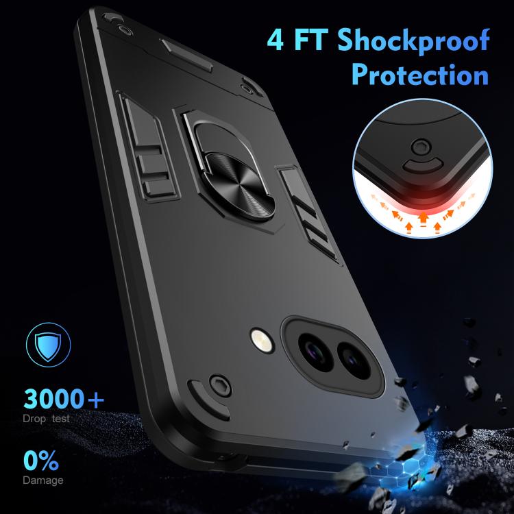 For Google Pixel 9a Shockproof Metal Ring Holder Phone Case