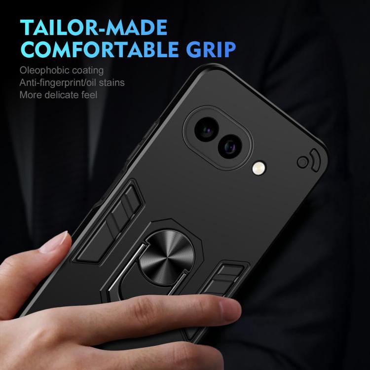 For Google Pixel 9a Shockproof Metal Ring Holder Phone Case