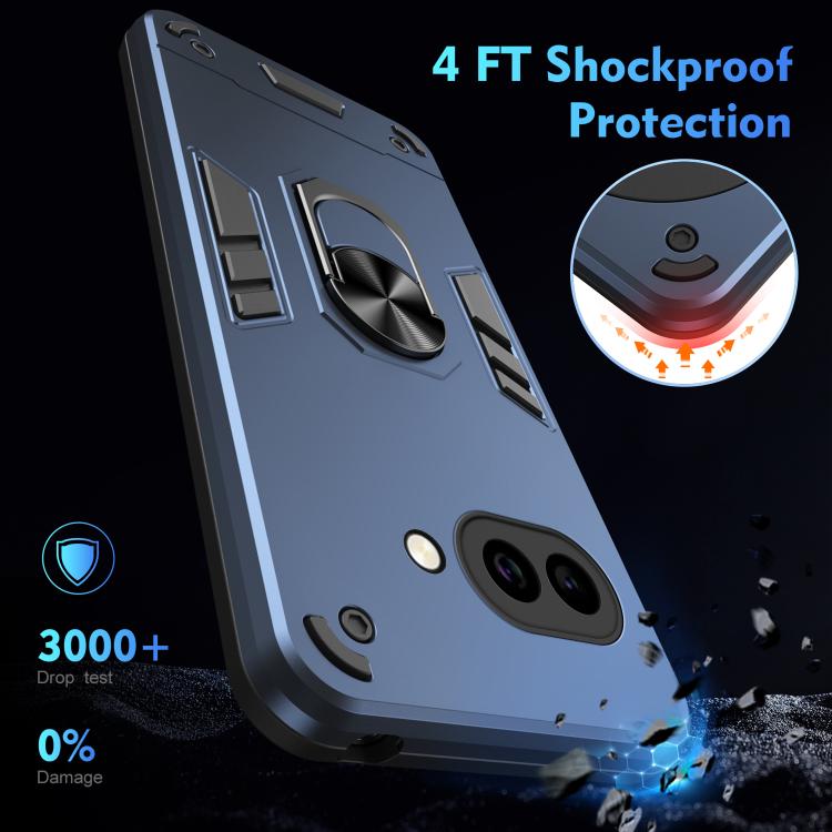 For Google Pixel 9a Shockproof Metal Ring Holder Phone Case