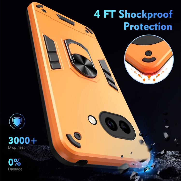 For Google Pixel 9a Shockproof Metal Ring Holder Phone Case