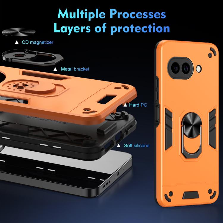 For Google Pixel 9a Shockproof Metal Ring Holder Phone Case