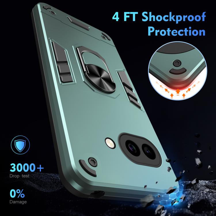 For Google Pixel 10a Shockproof Metal Ring Holder Phone Case