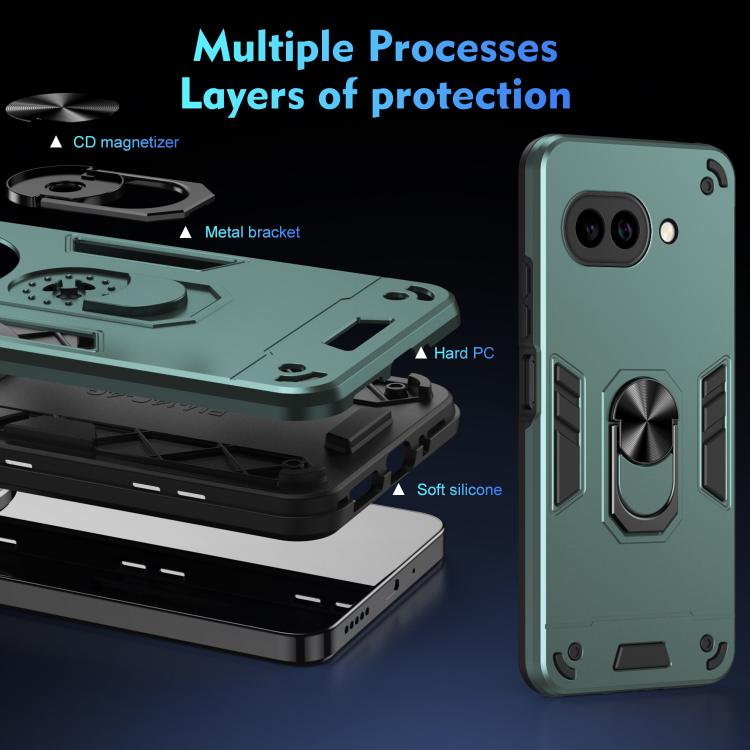 For Google Pixel 10a Shockproof Metal Ring Holder Phone Case