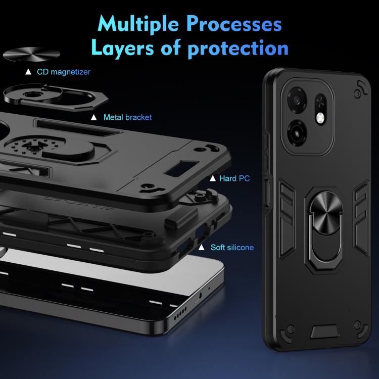For itel A100C 4G Shockproof Metal Ring Holder Phone Case