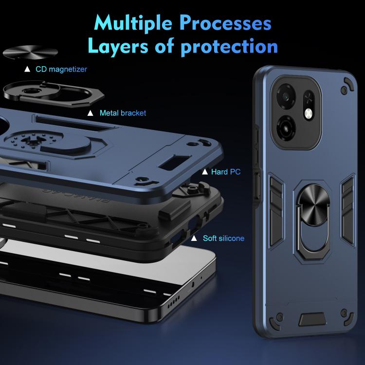 For itel A100C 4G Shockproof Metal Ring Holder Phone Case