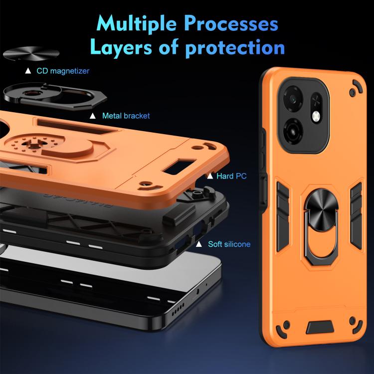 For itel A100C 4G Shockproof Metal Ring Holder Phone Case