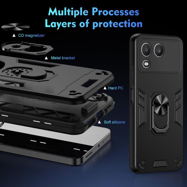 For itel A200 4G Shockproof Metal Ring Holder Phone Case