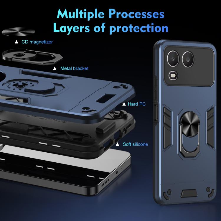 For itel A200 4G Shockproof Metal Ring Holder Phone Case