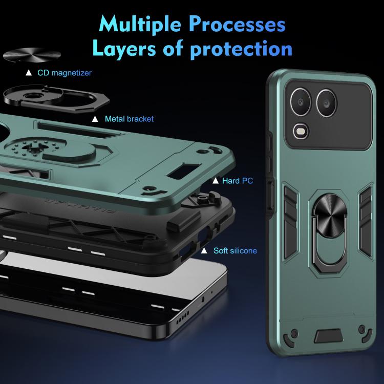 For itel A200 4G Shockproof Metal Ring Holder Phone Case