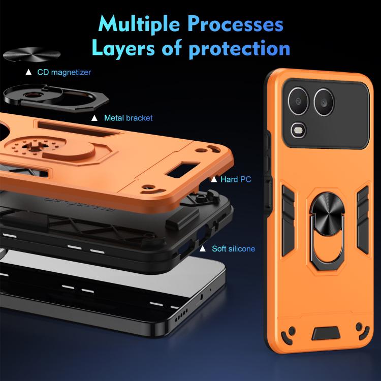 For itel A200 4G Shockproof Metal Ring Holder Phone Case