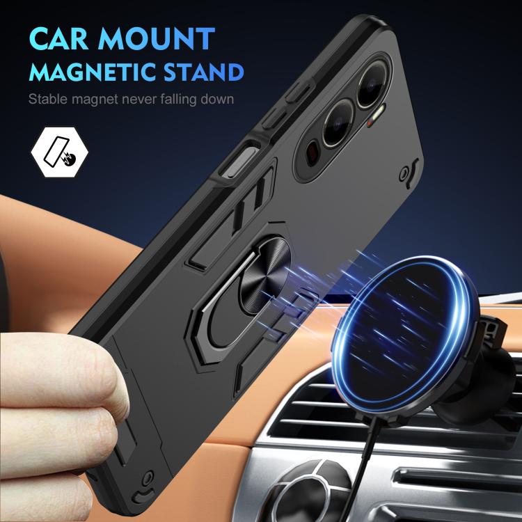 For itel City 200 4G Shockproof Metal Ring Holder Phone Case