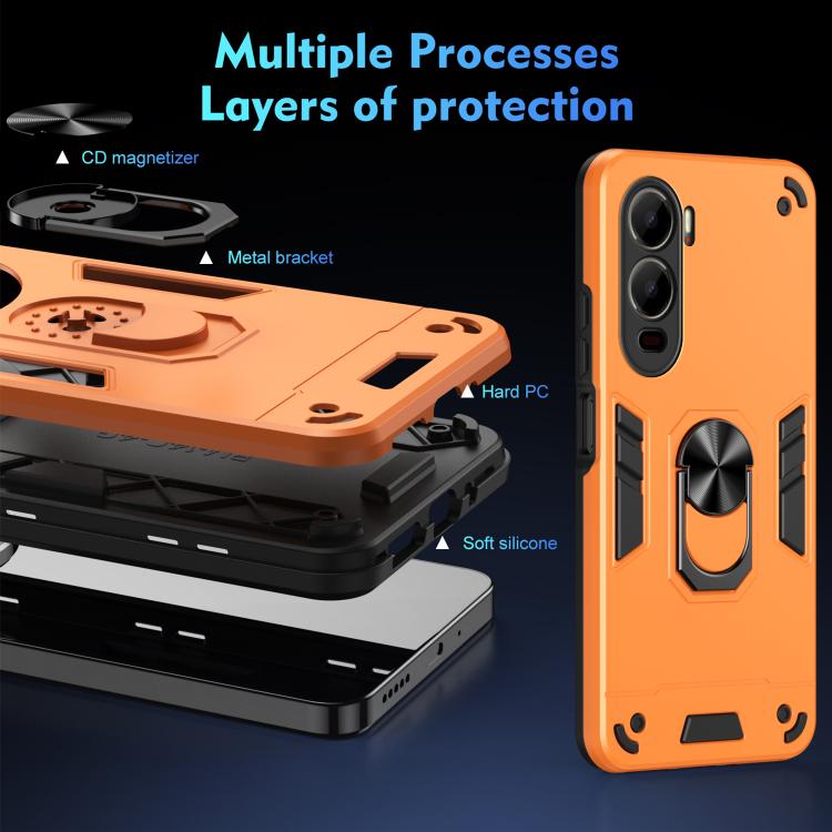 For itel City 200 4G Shockproof Metal Ring Holder Phone Case