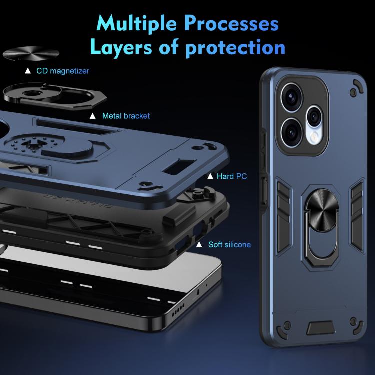 For OPPO Reno15 5G Global Shockproof Metal Ring Holder Phone Case