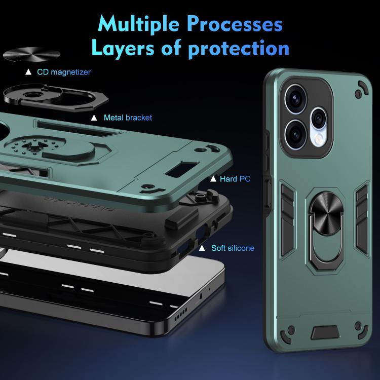 For OPPO Reno15 5G Global Shockproof Metal Ring Holder Phone Case