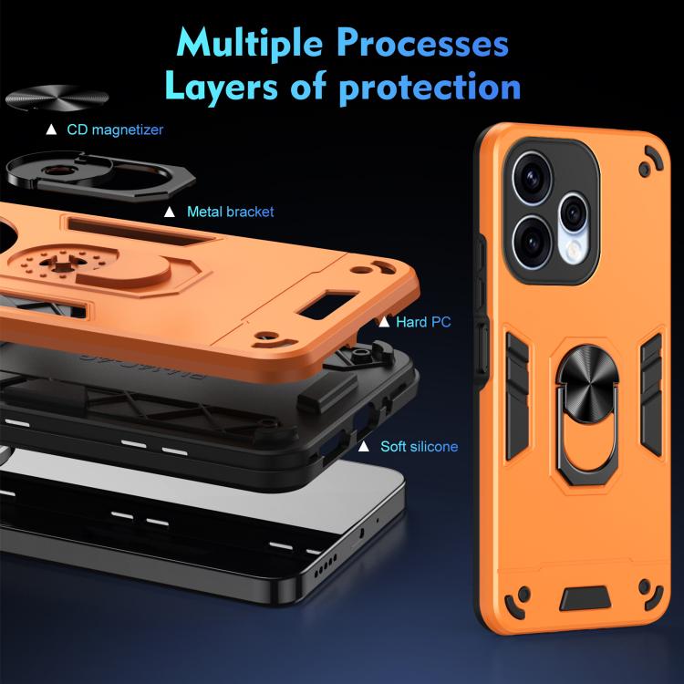 For OPPO Reno15 5G Global Shockproof Metal Ring Holder Phone Case