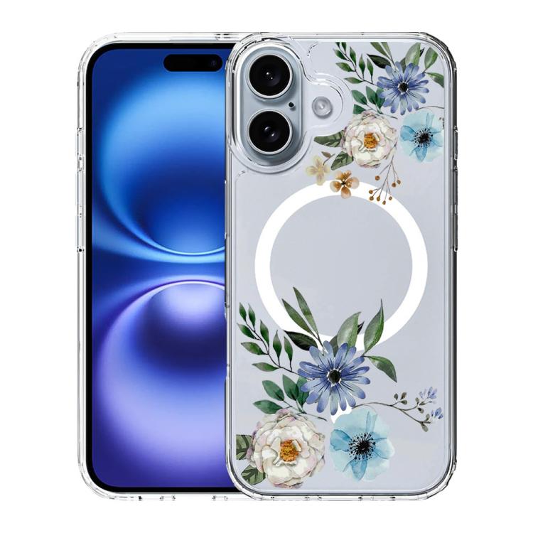 For iPhone 16 Plus Pattern Printing TPU + PC Magnetic Shockproof Phone Case