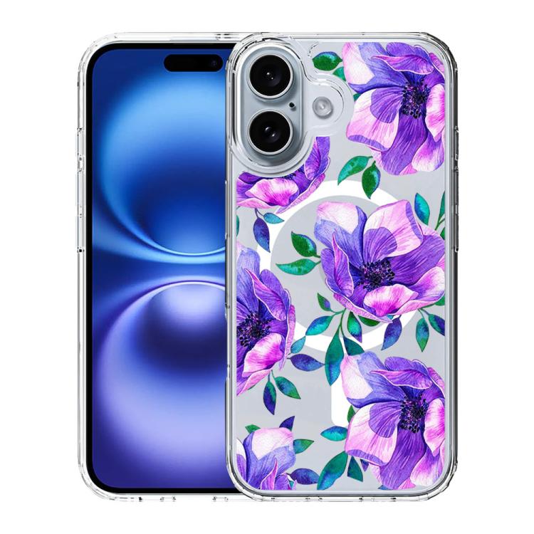 For iPhone 16 Plus Pattern Printing TPU + PC Magnetic Shockproof Phone Case