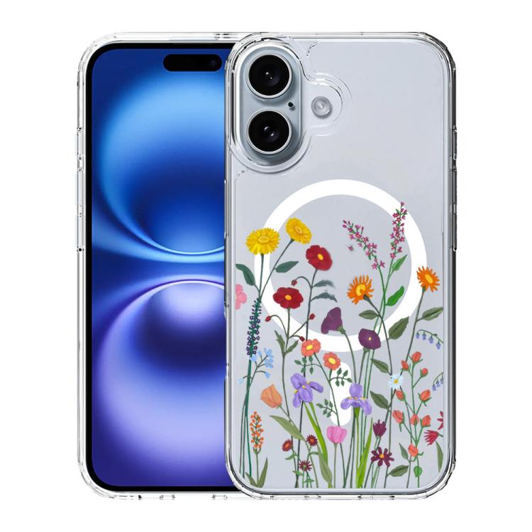 For iPhone 16 Plus Pattern Printing TPU + PC Magnetic Shockproof Phone Case