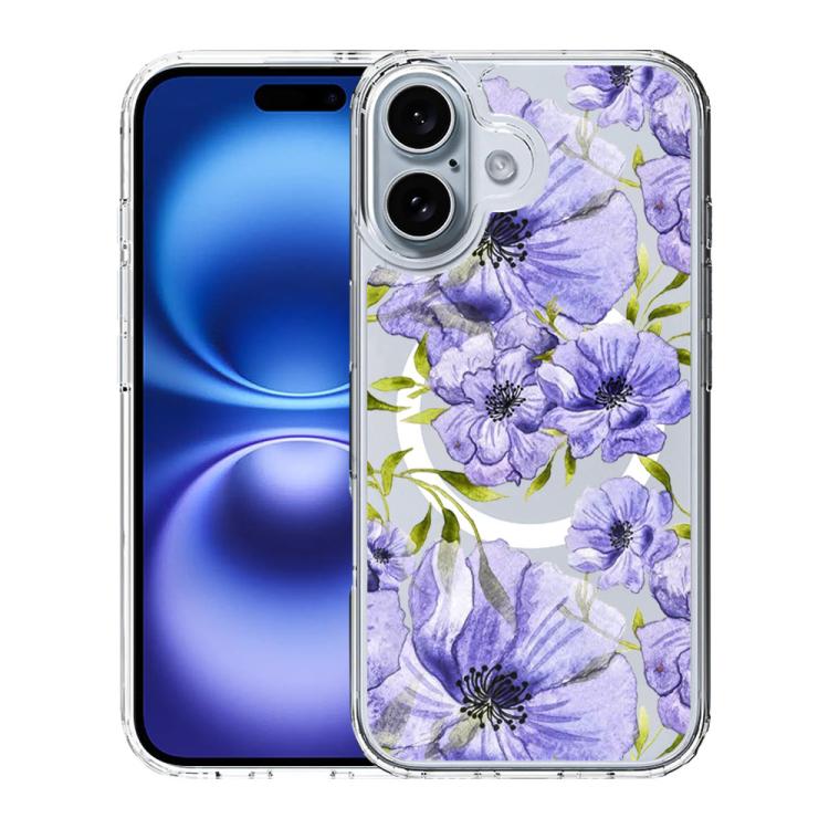 For iPhone 16 Pattern Printing TPU + PC Magnetic Shockproof Phone Case