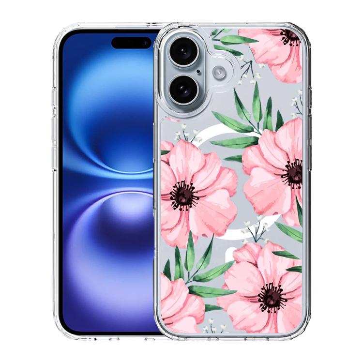 For iPhone 16 Pattern Printing TPU + PC Magnetic Shockproof Phone Case