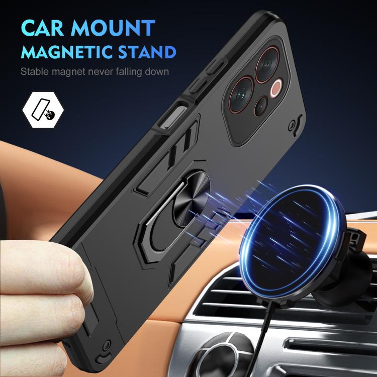 For vivo V70 5G / V70 Elite 5G Shockproof Metal Ring Holder Phone Case