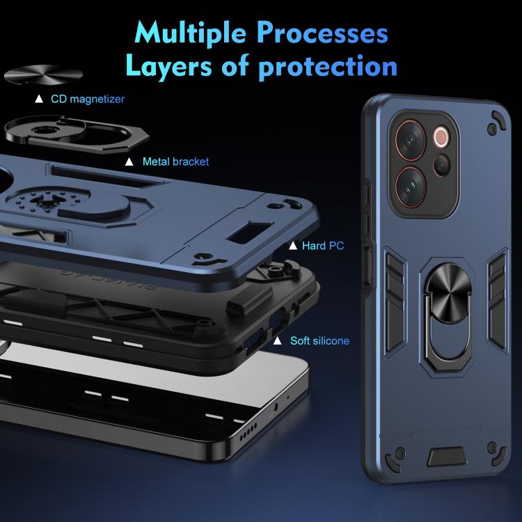 For vivo V70 5G / V70 Elite 5G Shockproof Metal Ring Holder Phone Case