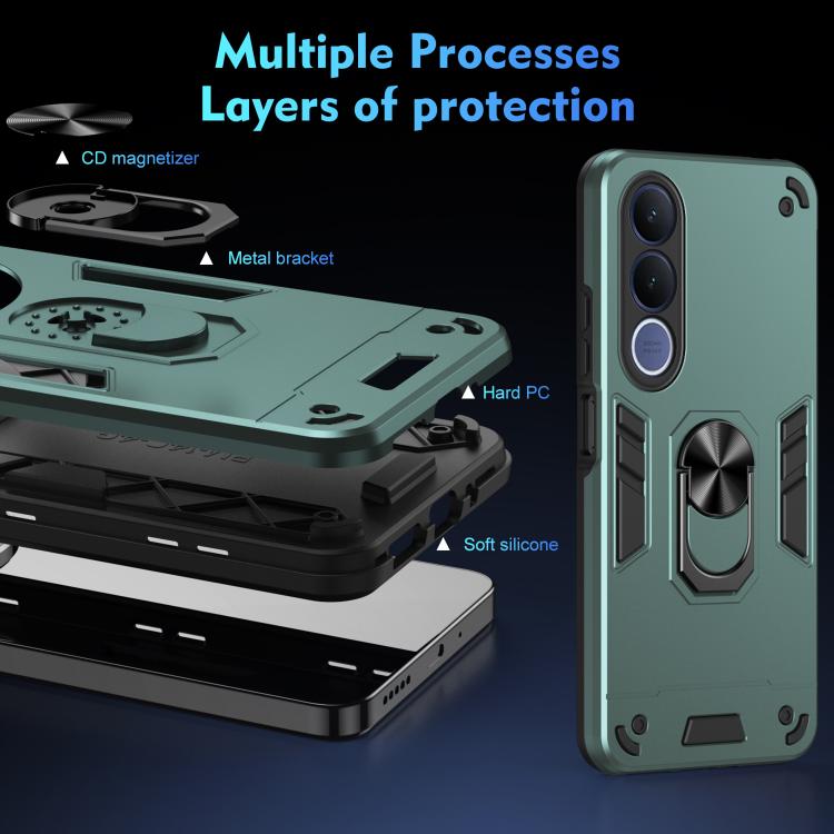 For vivo V70 FE 5G Shockproof Metal Ring Holder Phone Case