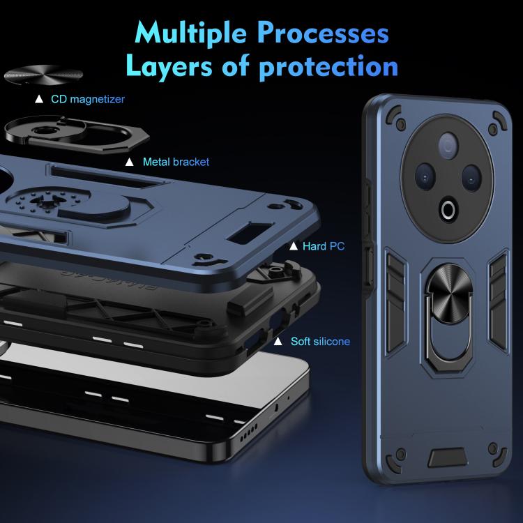 For vivo Y500 5G Shockproof Metal Ring Holder Phone Case