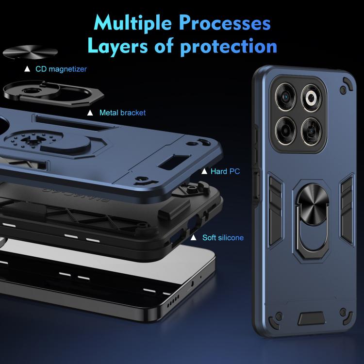 For ZTE Axon 70 4G Shockproof Metal Ring Holder Phone Case