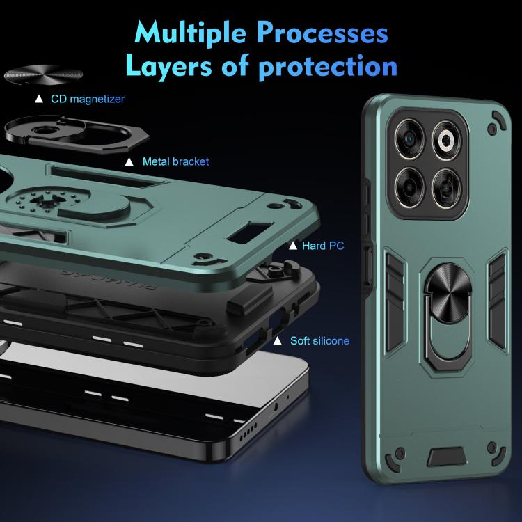 For ZTE Axon 70 4G Shockproof Metal Ring Holder Phone Case