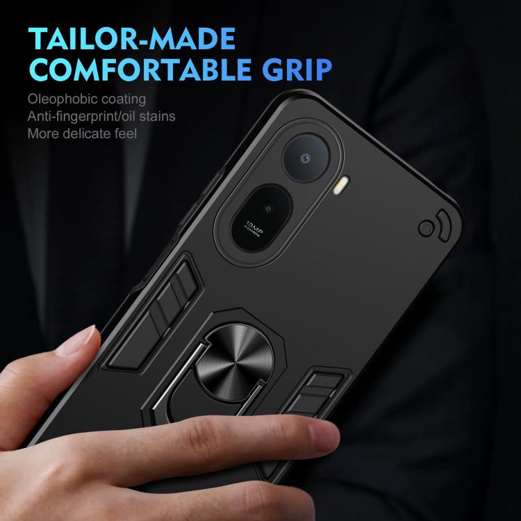 For Redmi A7 Pro 171mm / Poco C85x 5G Shockproof Metal Ring Holder Phone Case