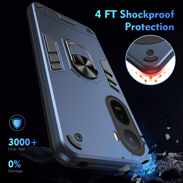 For Redmi A7 Pro 171mm / Poco C85x 5G Shockproof Metal Ring Holder Phone Case