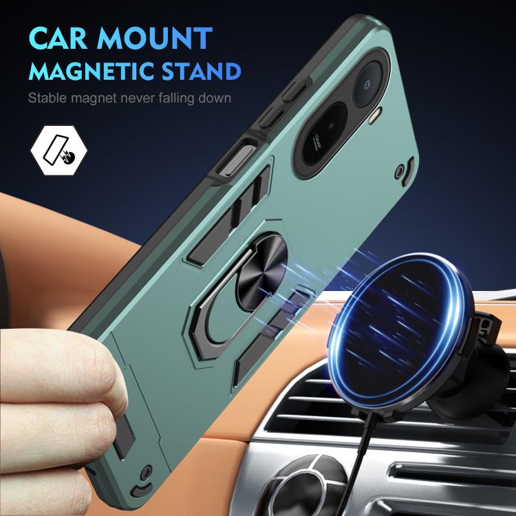 For Redmi A7 Pro 171mm / Poco C85x 5G Shockproof Metal Ring Holder Phone Case