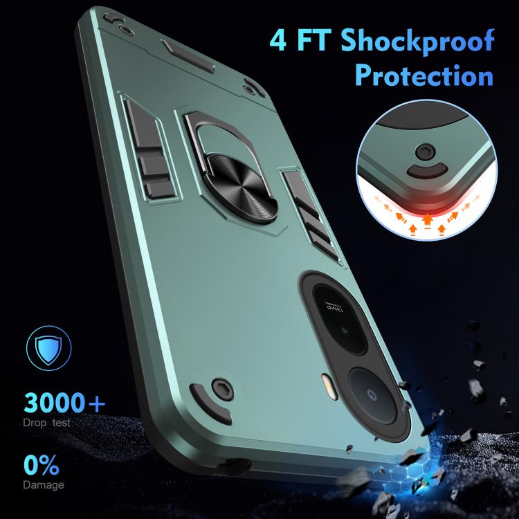 For Redmi A7 Pro 171mm / Poco C85x 5G Shockproof Metal Ring Holder Phone Case