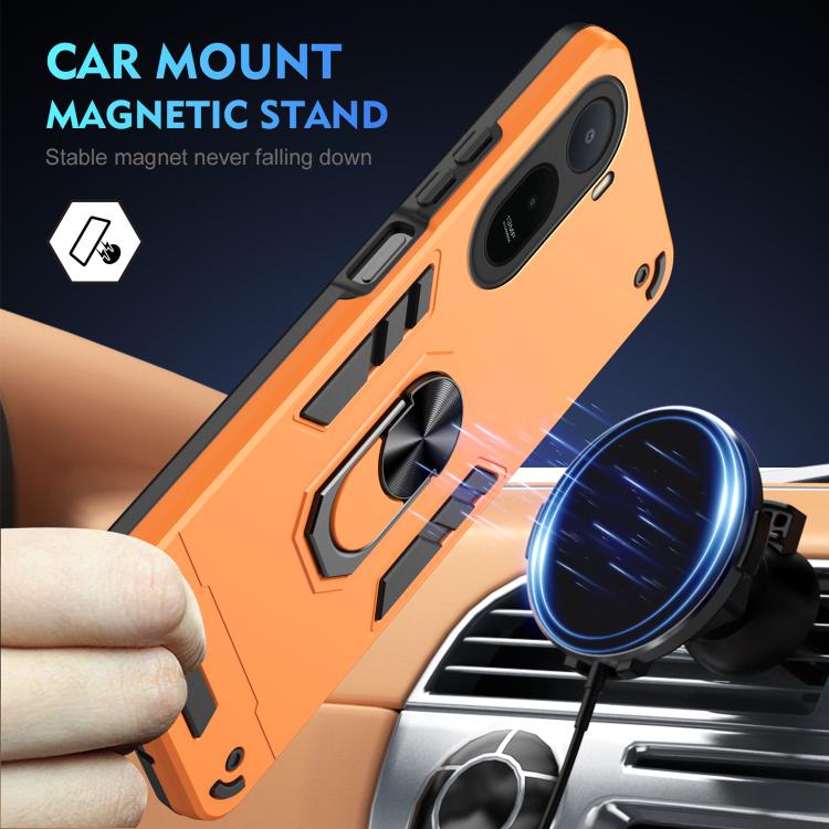 For Redmi A7 Pro 171mm / Poco C85x 5G Shockproof Metal Ring Holder Phone Case