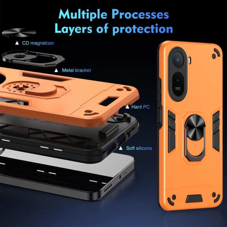 For Redmi A7 Pro 171mm / Poco C85x 5G Shockproof Metal Ring Holder Phone Case