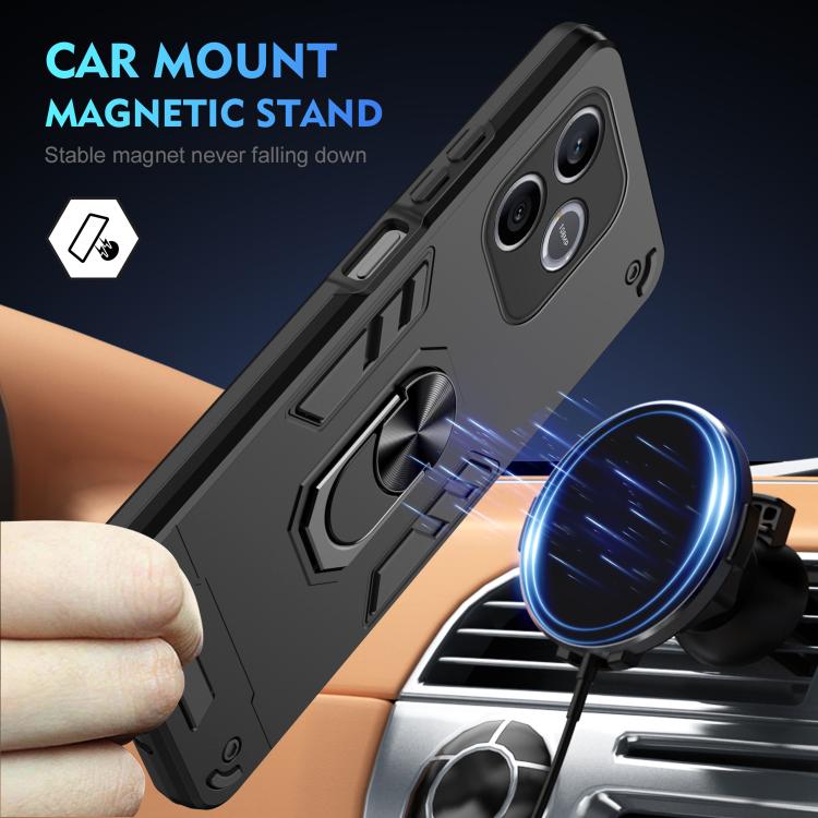 For Honor 600 Lite Global Shockproof Metal Ring Holder Phone Case